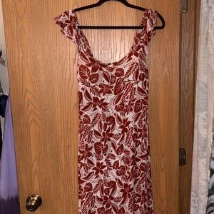 Floral Sleeveless Dress - Brick Red